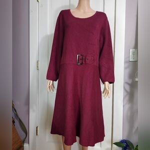 Wine Dress with accent belt